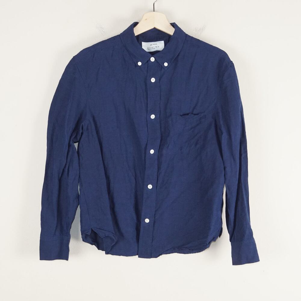 Zara Origins Linen Silk Blend Button Down Long Sleeve Shirt Mens Sz M